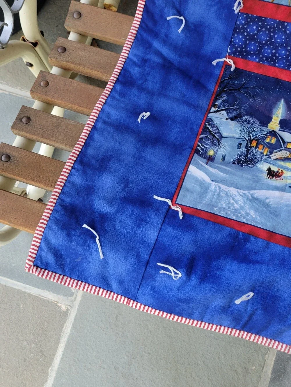 Handmade Quilt Lap Blanket Winter Scenes Blanket Red & Blue 46